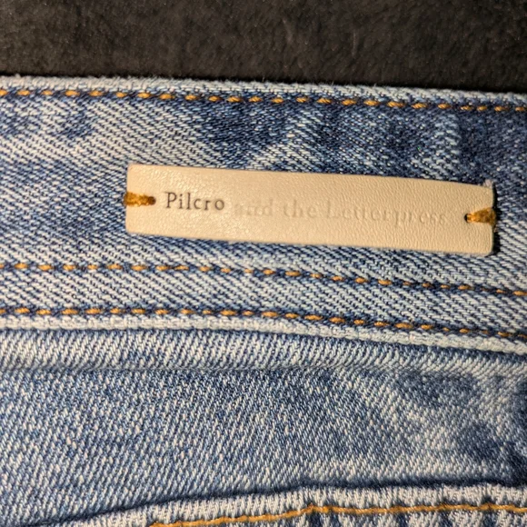 Pilcro and the Letterpress Light Blue Ankle Jeans with Decorative Floral Cuffs - Picture 2 of 5